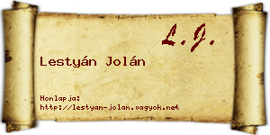 Lestyán Jolán névjegykártya